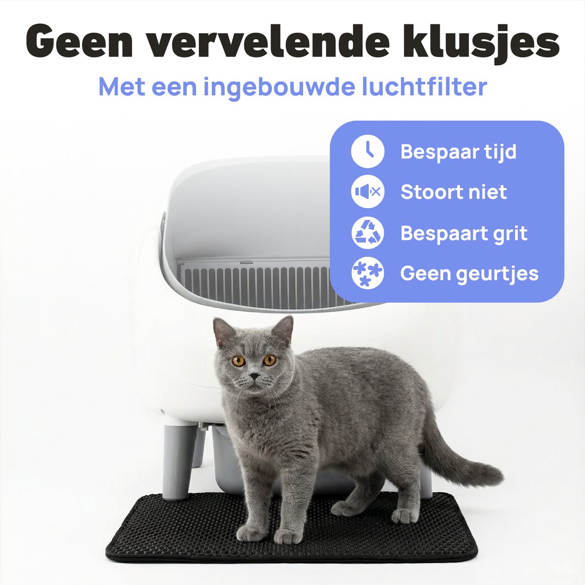 Miniatuur van productfoto 4 van Zonaro Automatische Kattenbak – Zelfreinigende Kattenbak – Elektrische Kattenbak – Robot Kattenbak – XXL – Met App Bediening – Inclusief Kattenbak Mat & Zakken – Wit/Grijs