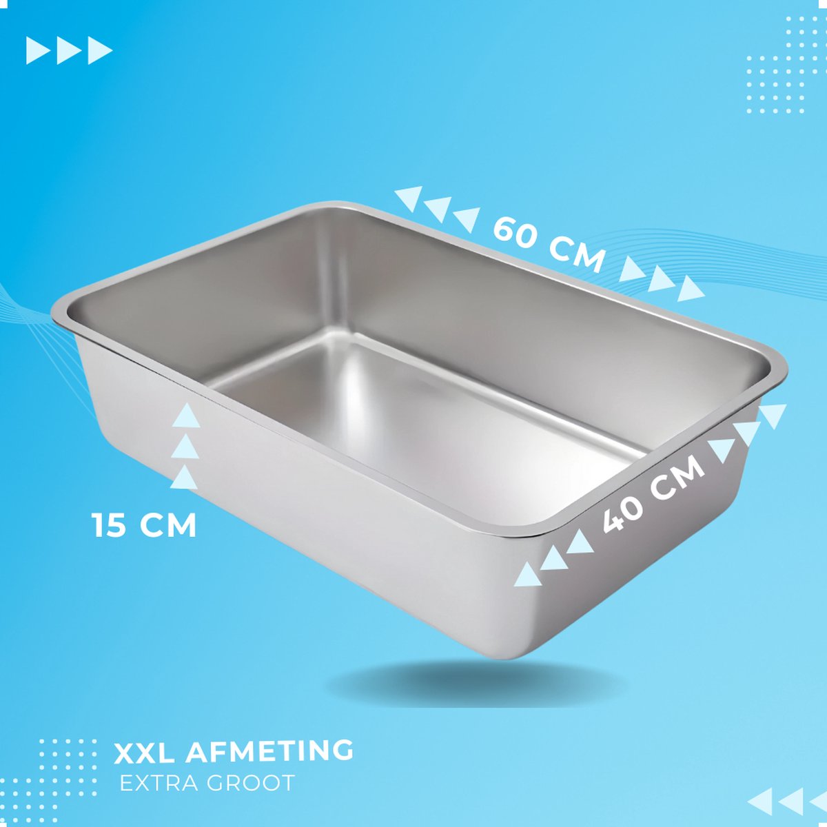 Miniatuur van productfoto 4 van Hygiënische Aluminium Kattenbak - Grote Kattenbak van Aluminium - Maine Coon - Open Kattenbak XXL (60 x 40 x 15)