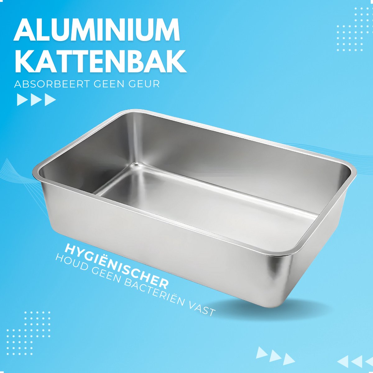 Miniatuur van productfoto 6 van Hygiënische Aluminium Kattenbak - Grote Kattenbak van Aluminium - Maine Coon - Open Kattenbak XXL (60 x 40 x 15)