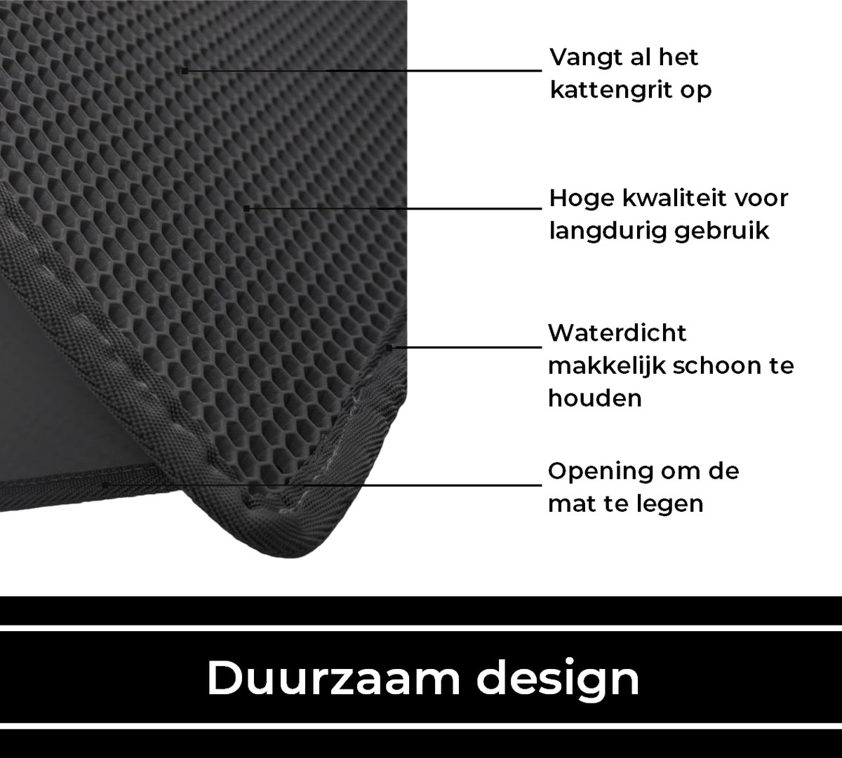 Productfoto 1 van Kattenbakmat - Kattenbakvulling opvangen - Kattenbak mat - 58x43 - Zwart - Zedar