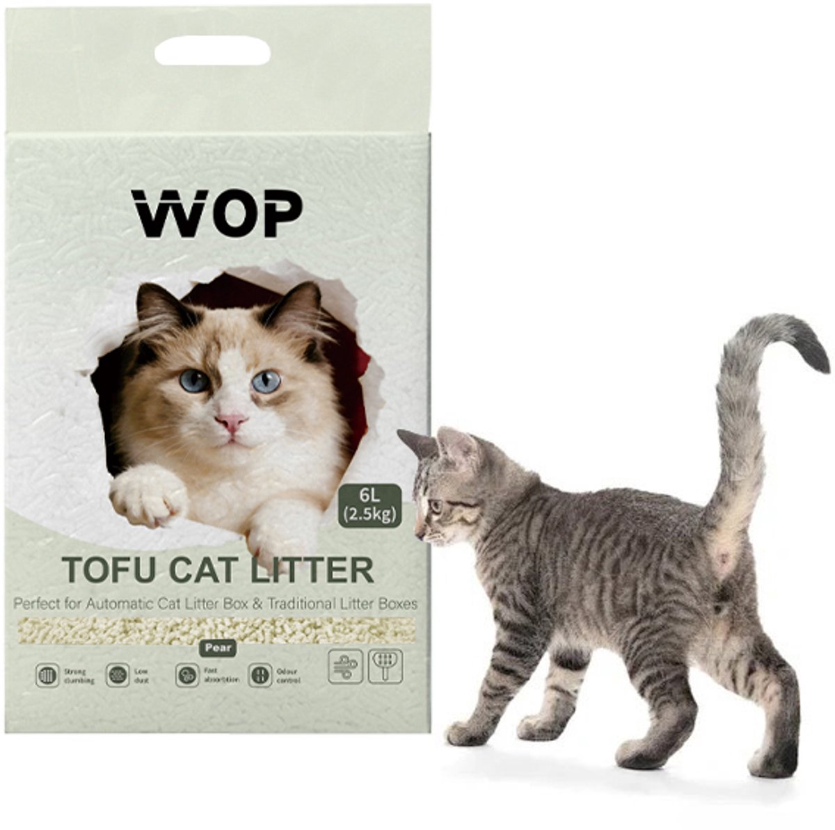 Miniatuur van productfoto 2 van TOFU kattenbakvulling - Peer / Pear - WOP - Kattoilet - 6L - 2.5KG