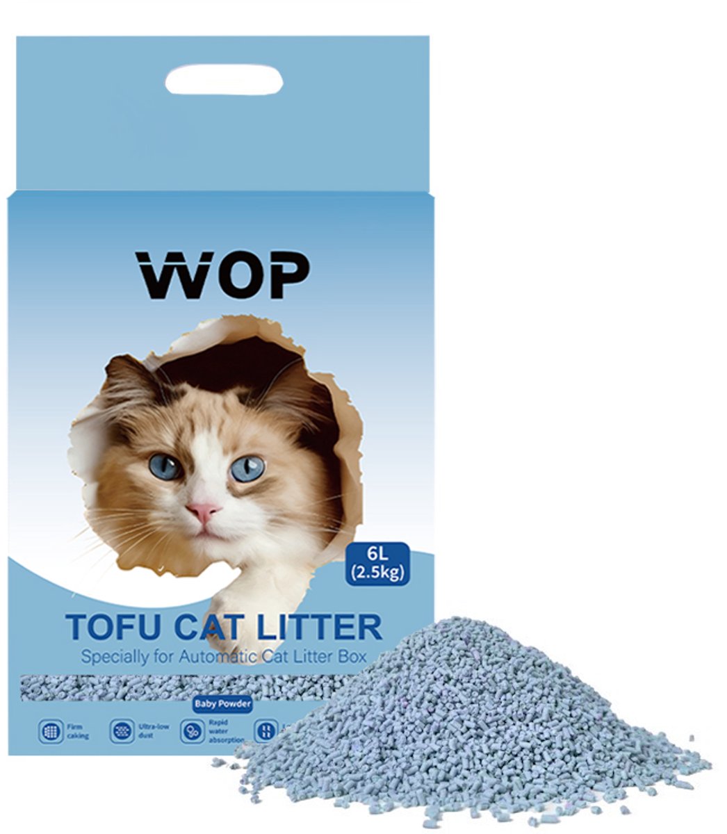 Productfoto 1 van TOFU kattenbakvulling - Babypoeder - WOP - Kattoilet - 6L - 2.5KG
