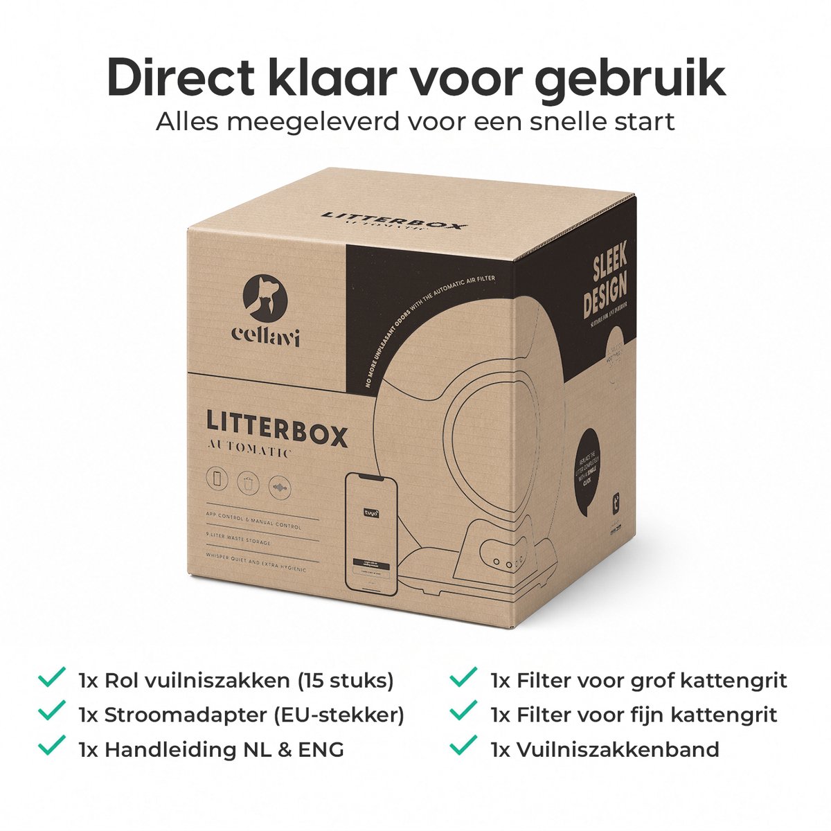 Productfoto 1 van Cellavi VI-B - Automatische kattenbak - Zelfreinigende kattenbak XXL - Voor Grote en Kleine Katten - Bedienen via App - 65L