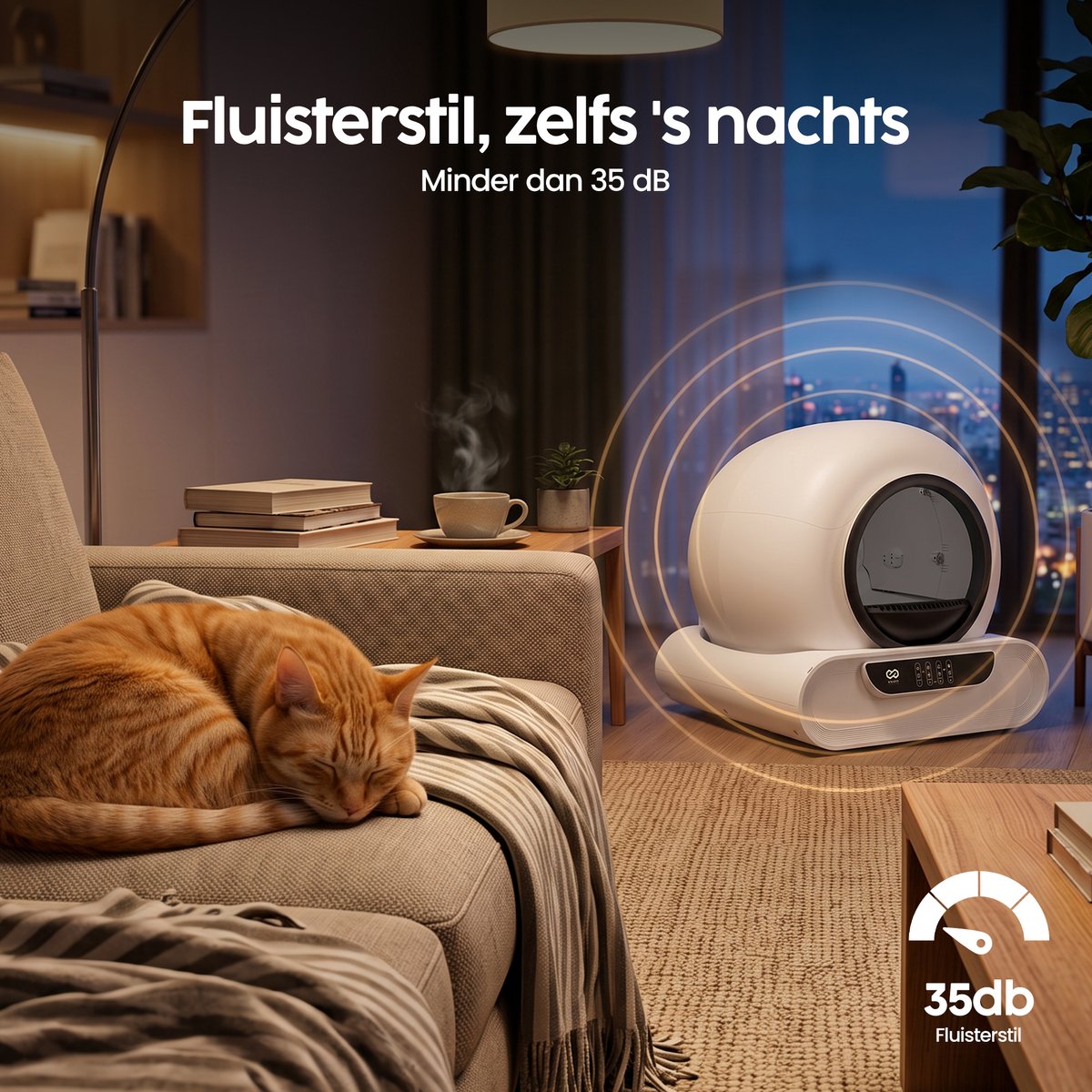 Miniatuur van productfoto 7 van Infinity Goods Automatische Kattenbak XXL - Zelfreinigende Kattenbak - Incl. App - 75L - Met Kattenbakmat en 3 Rollen Opbergzakjes