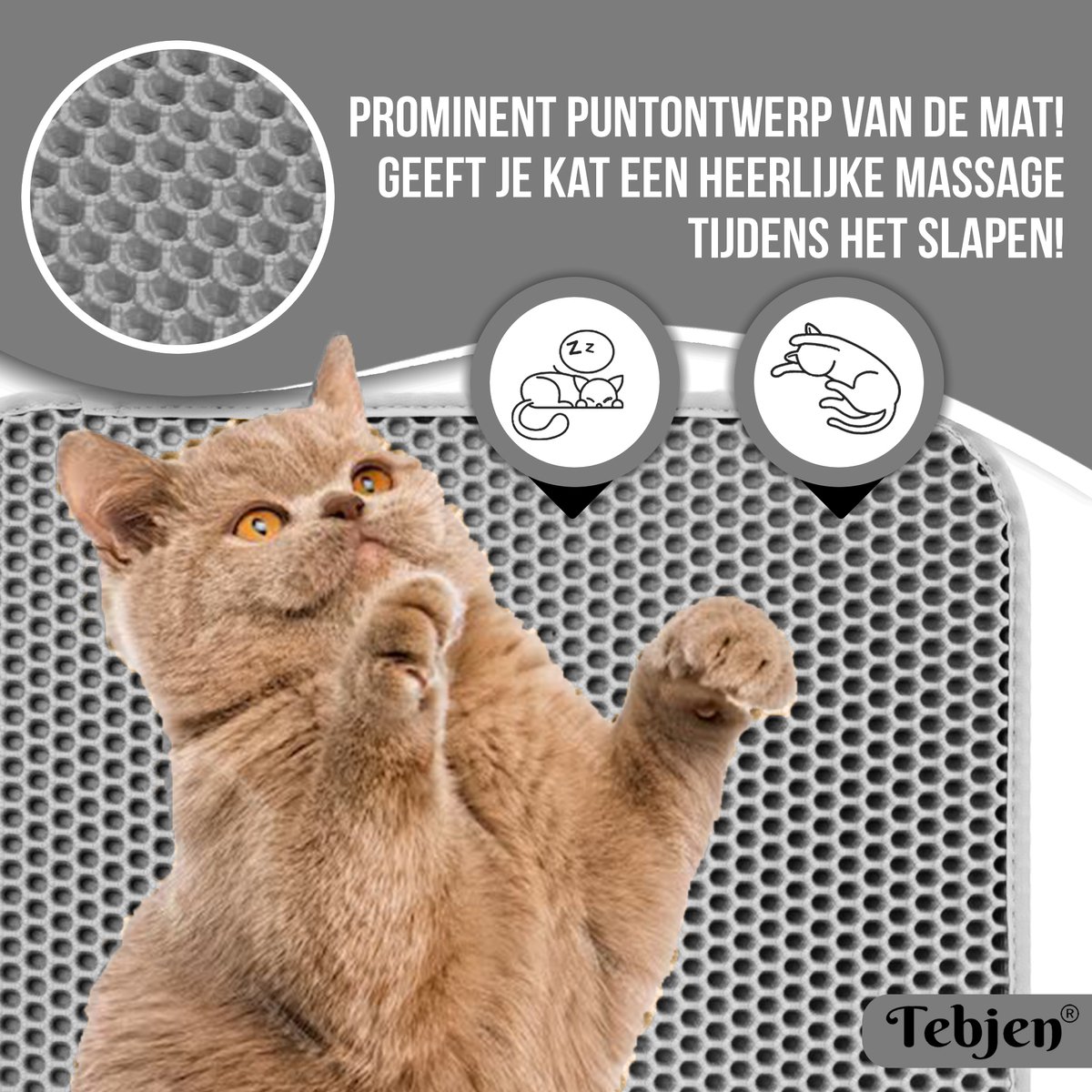Miniatuur van productfoto 5 van TEBJEN XXL Kattenbakmat - 55cm * 75cm - Met Speelgoedmuisje En Schepje - Schoonloopmat Kattenbak – Katten Grit Opvanger – Dubbele Waterdichte Laag – Uitloopmat Kattenbak – Kattenverzorging – Kattenbak Accessoires - Kat Benodigdheden - Grijs