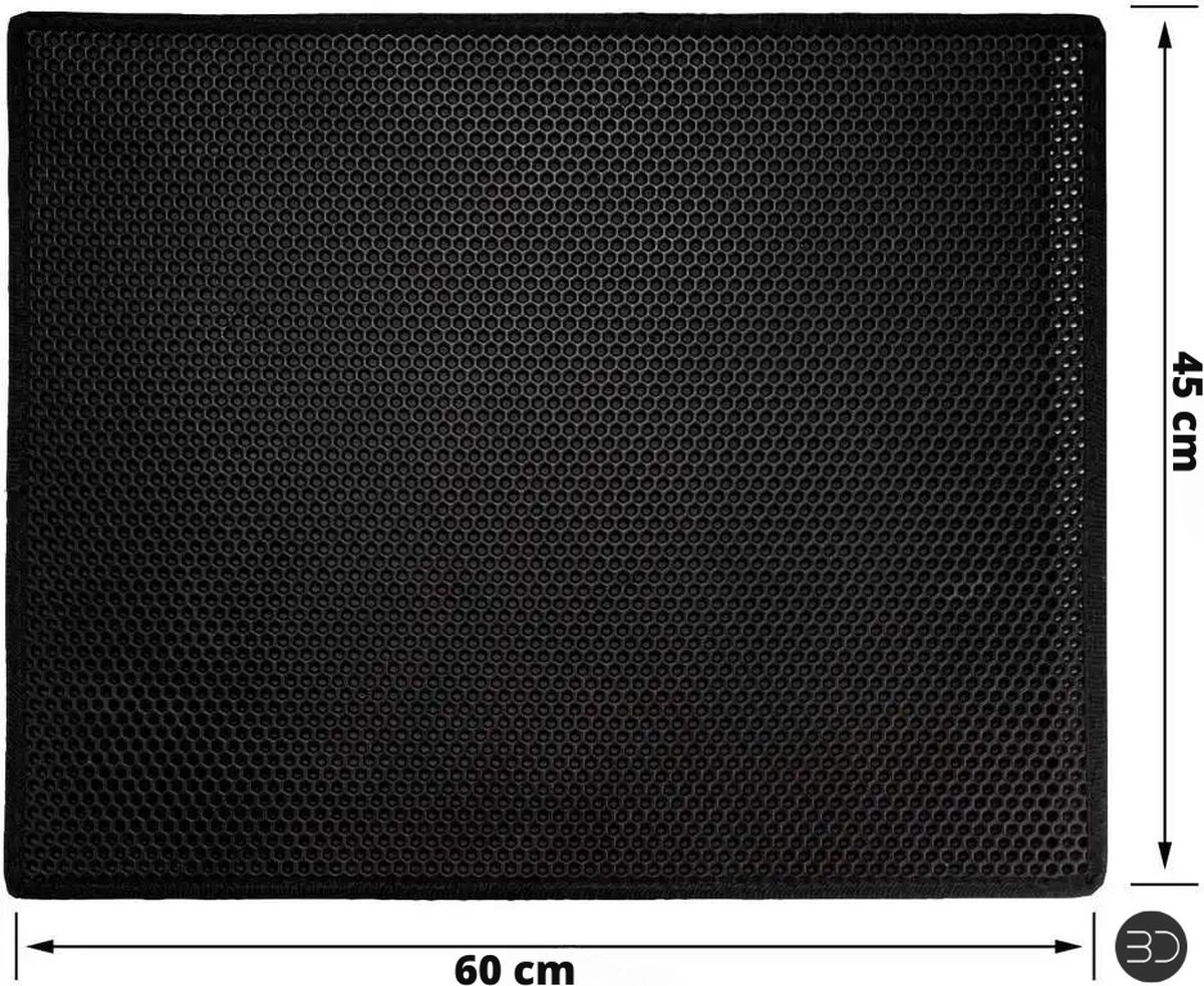 Miniatuur van productfoto 2 van CHPN - Uitloopmat voor Kattenbak - Kattenbakmat - Mat voor de kattenbak - Anti-slip - Wasbaar - Zwart - 60/45CM - Vangt kattenbak grind op - Huisdieren