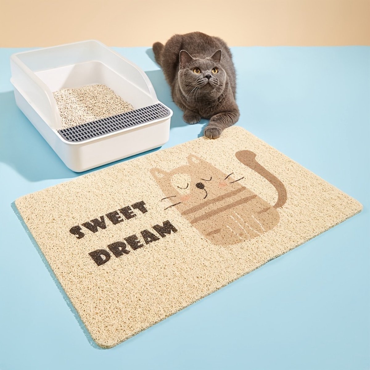 Productfoto 1 van Bovista Kattenbak Mat - Katten Mat - Grit Opvanger - Schoonloopmat Kattenbak - Kattenbak Uitloopmat - Kattenbak Matje - Cat Litter Mat - Kattengrit - Oranje Kat
