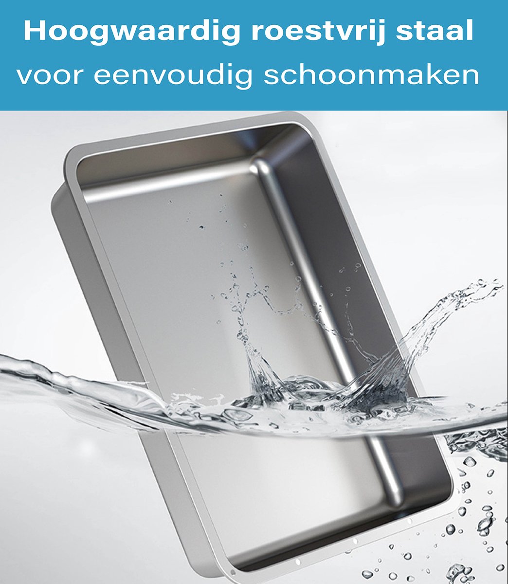 Productfoto 1 van RVS Kattenbak met deksel - lekvrij en makkelijk schoon te maken. Dé kattentoilet (38,3 x 51 x 41 cm) met lade én schep voor een fris en georganiseerd thuis