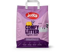 Productfoto 1 van Justy - kattenbakvulling - 12 liter (2 * 6 liter) - met Lavendelgeur - geen parfum - klontvormend