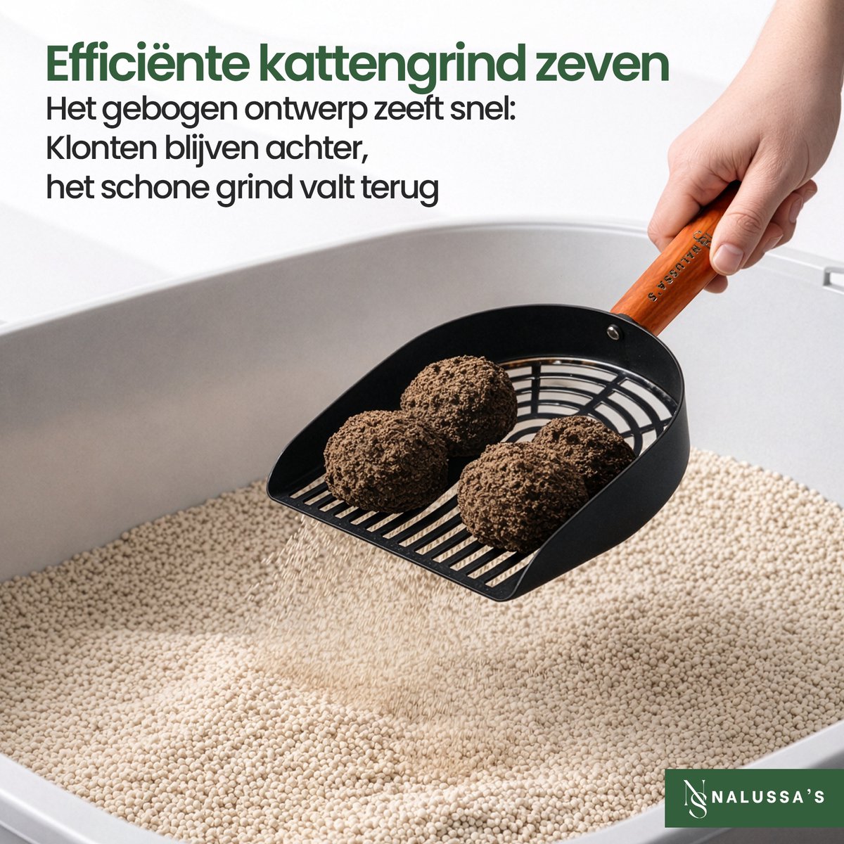 Productfoto 1 van Nalussa's Kattenbakschep - Poepschep lange steel - Kattenbak - Kattenbakvulling - Kattenschep - Kattenbakschep Van Metaal - XL Zwart