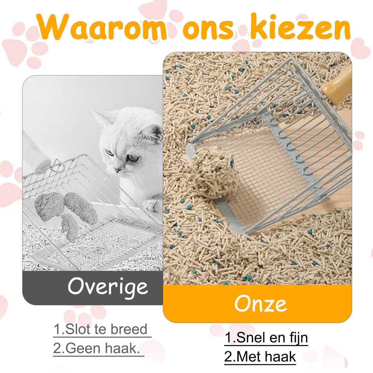 Miniatuur van productfoto 3 van Ynkkvre - Kattenbak Schep - Metalen Kattenbak Schep met Comfortabel Houten Handvat - Zandafstand 7 mm - Kattenbak Accessoire - Katten Schep