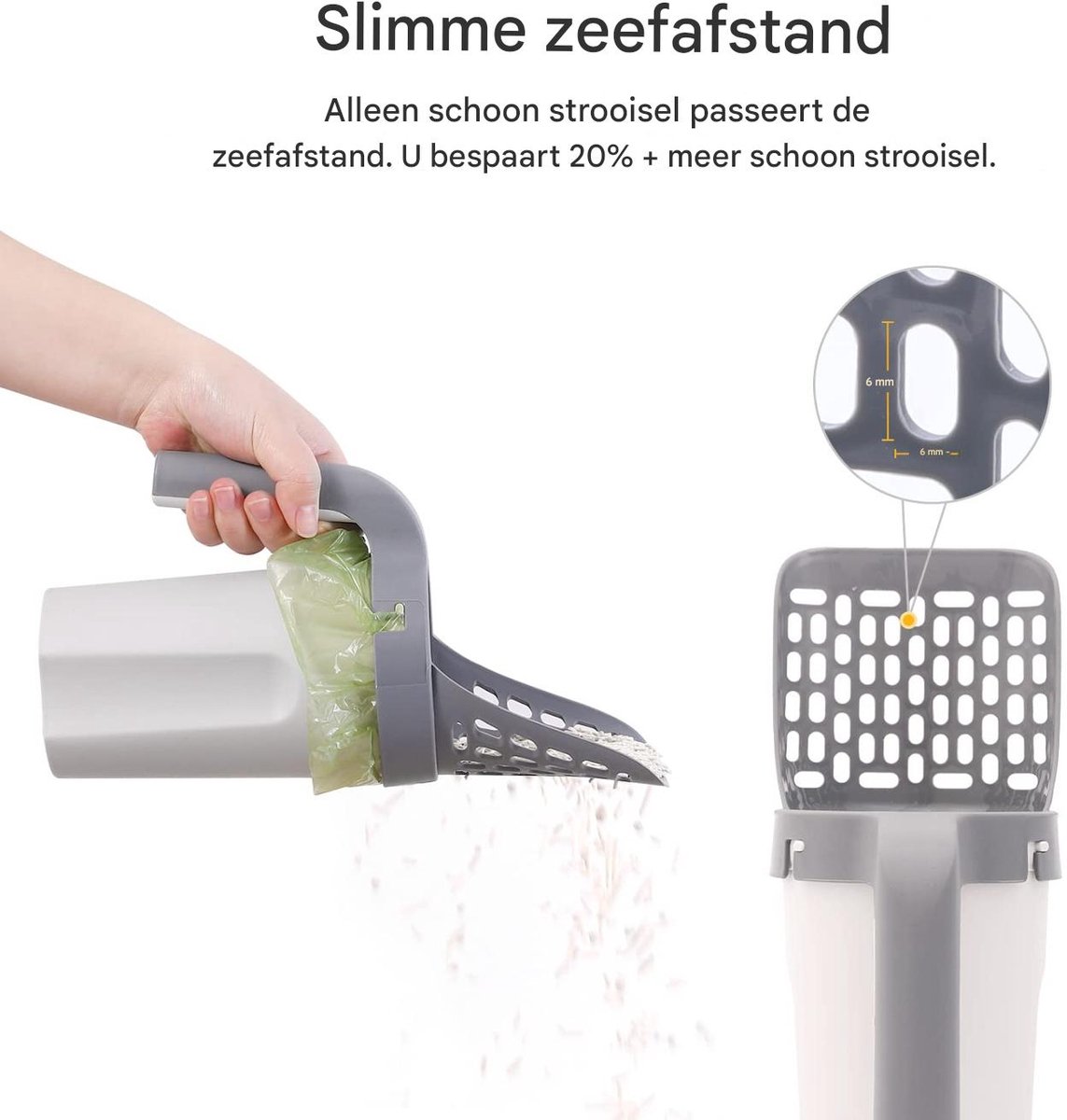 Productfoto 1 van Ynkkvre - 2-in-1 Kattenbakschep met Opvangzakken - Hygienisch Ontwerp - Met Geurneutraliserende Zakjes
