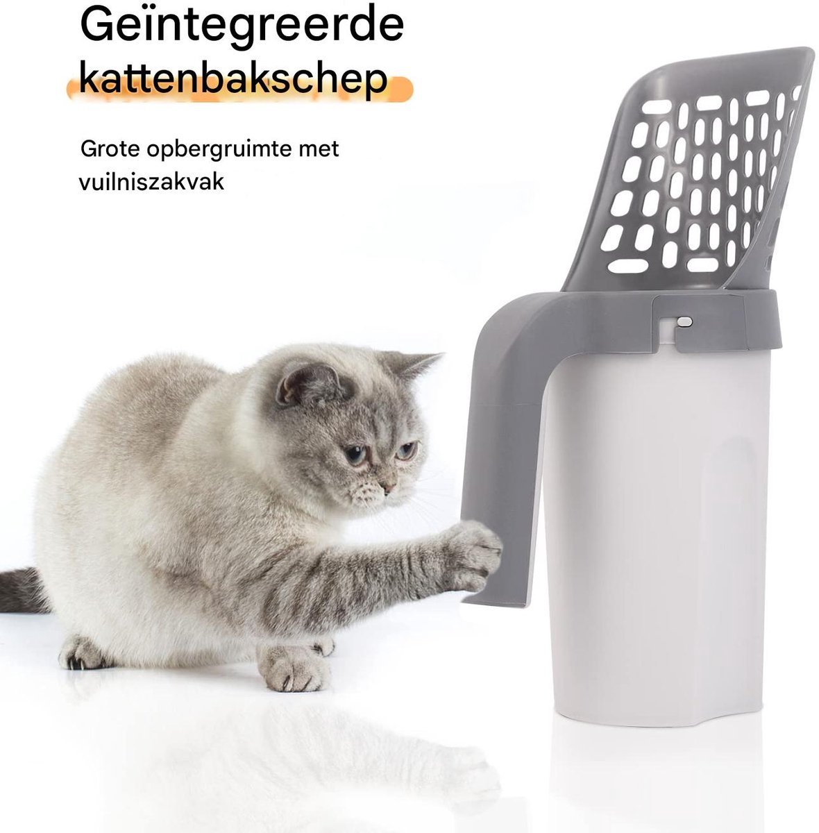 Miniatuur van productfoto 4 van Ynkkvre - 2-in-1 Kattenbakschep met Opvangzakken - Hygienisch Ontwerp - Met Geurneutraliserende Zakjes