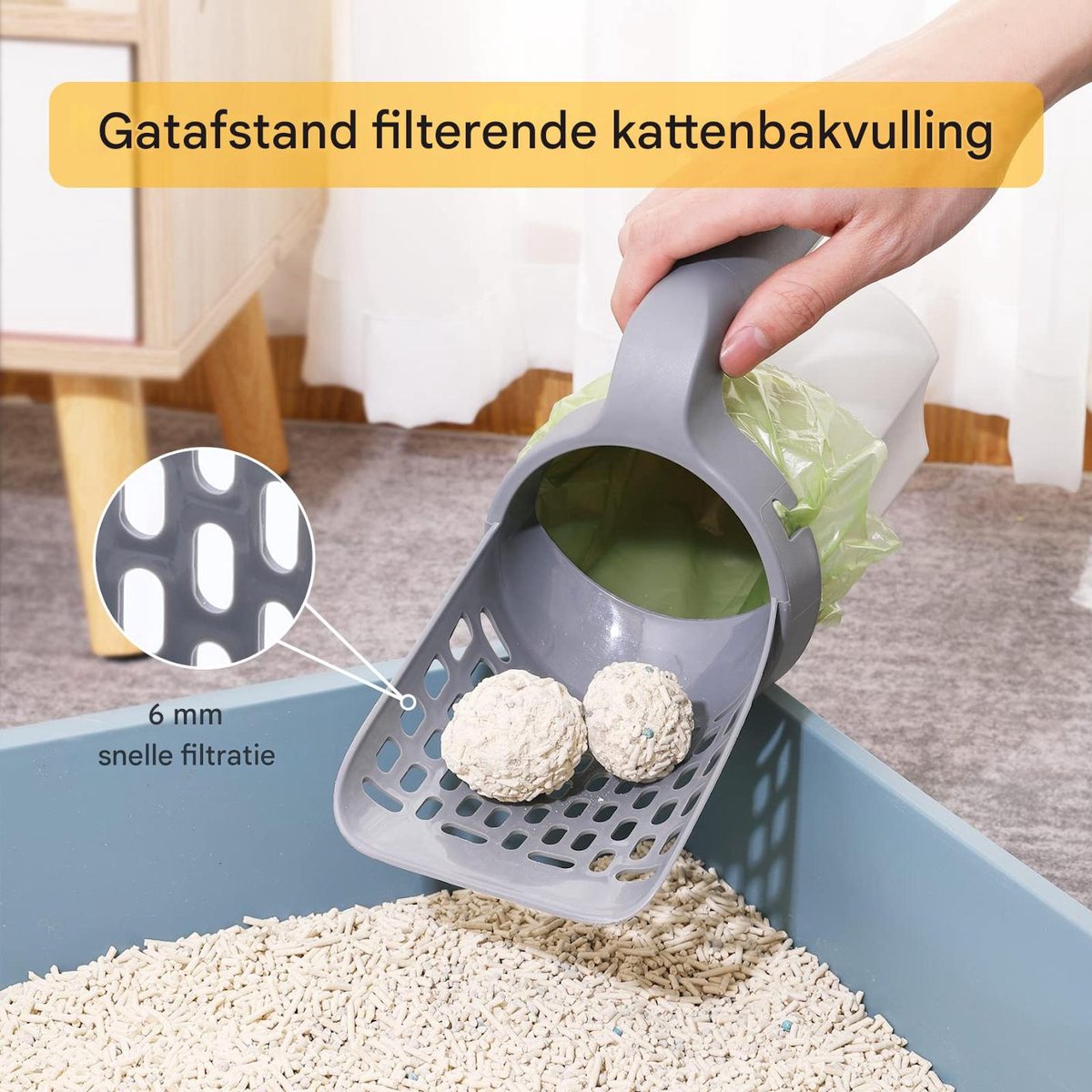 Miniatuur van productfoto 5 van Ynkkvre - 2-in-1 Kattenbakschep met Opvangzakken - Hygienisch Ontwerp - Met Geurneutraliserende Zakjes