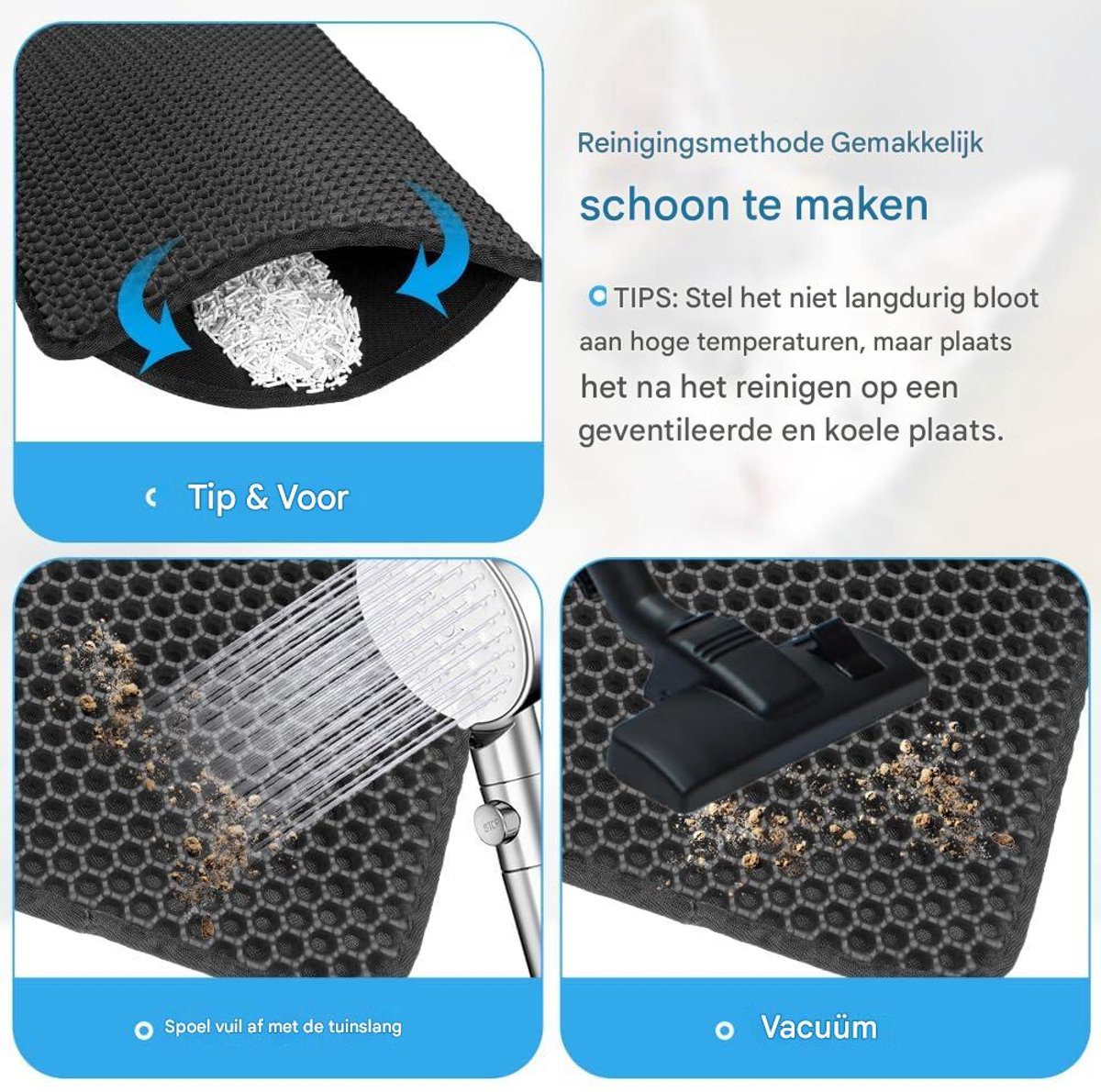 Productfoto 1 van Ynkkvre - Kattenbakmat - Grit Opvanger - Uitloopmat Kattenbak - Cat Litter Mat - Schoonloopmat Kattenbak - Kat Benodigheden - Dubbellaags Honingraat - Waterdichte Onderlaag