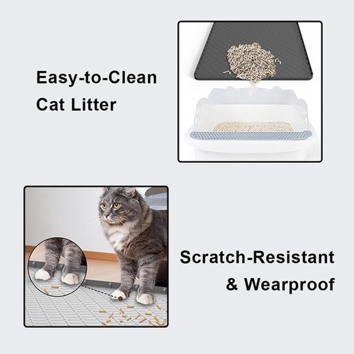 Miniatuur van productfoto 5 van Grote siliconen kattenbakmat 88 × 56 cm - Lekvrije mat voor de kattenbak - Waterdicht, antislip, gemakkelijk schoon te maken - Katvriendelijk ontwerp, geschikt voor voerbakken en kattenbakken - Zwart