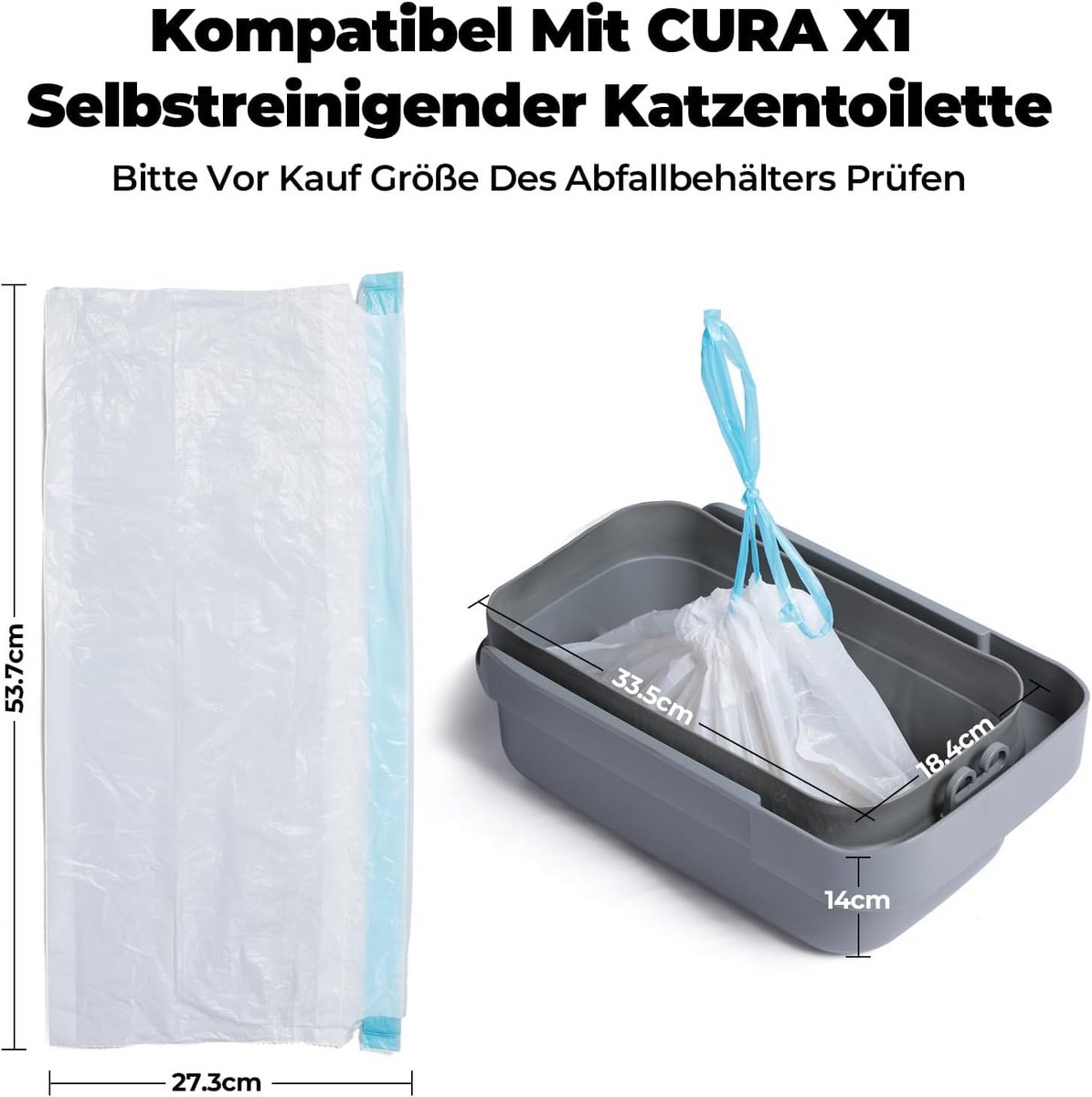 Miniatuur van productfoto 6 van Zelfreinigende Kattenbak Zakken - 3 Rollen (60 Stuks) voor XXL Afvalbak, Lekvrij & Geurvrij