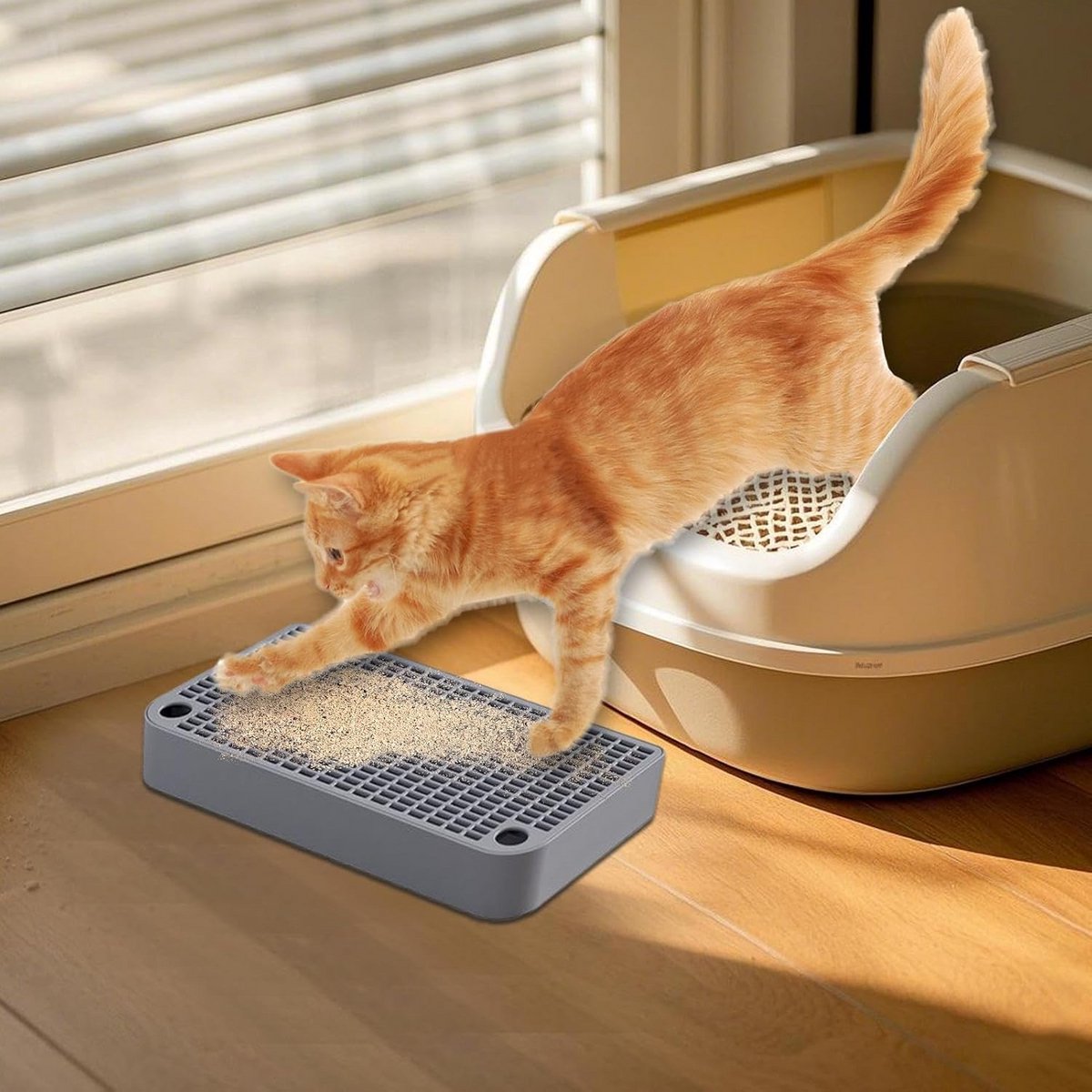 Miniatuur van productfoto 2 van Kattenbak Opstapje met Grindvangmat - Voorkom Strooisel in Huis
