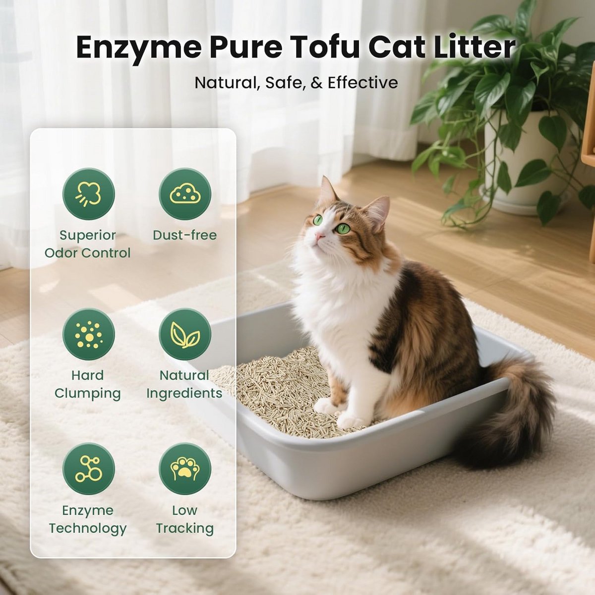 Miniatuur van productfoto 3 van Plantaardige Tofu Kattenbakvulling met Sterke Klontvorming en Geurneutralisatie