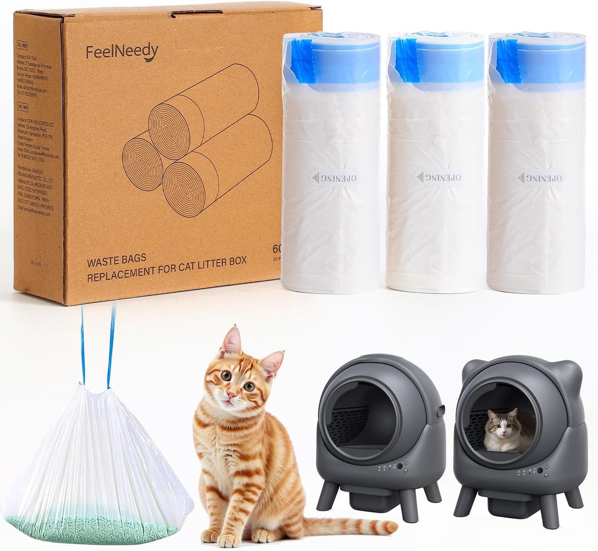 Miniatuur van productfoto 11 van 60 Stuks Afvalzakken met Handvat voor Kattenbak - Duurzame, Scheurvaste en Waterdichte Poepzakken voor Huisdieren