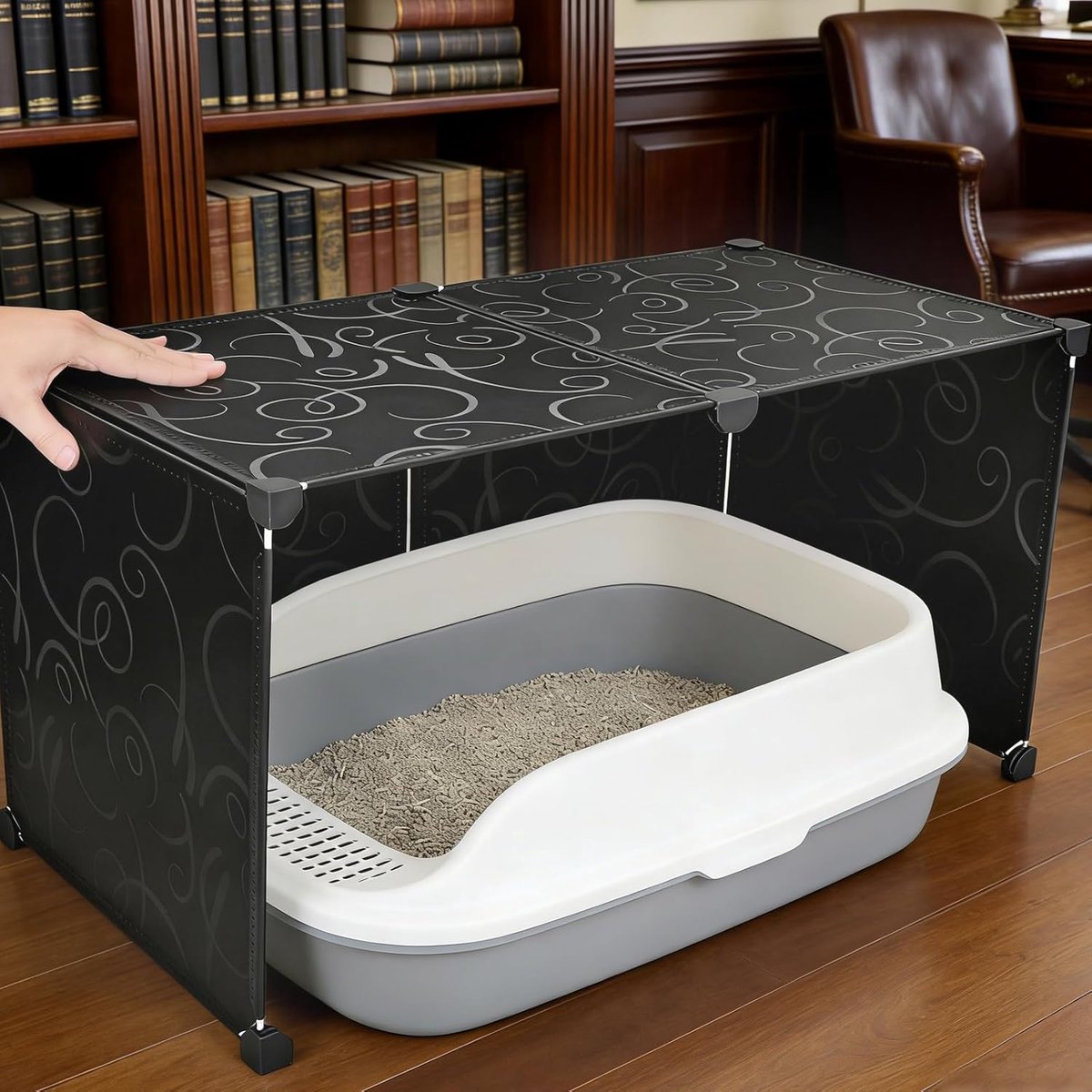 Miniatuur van productfoto 4 van Kattenbak Ombouw - Kattenbak Omkasting - Hygiënisch Huisdier - Ruimtebesparend Ontwerp - 70 x 35 x 35 cm - Zwart
