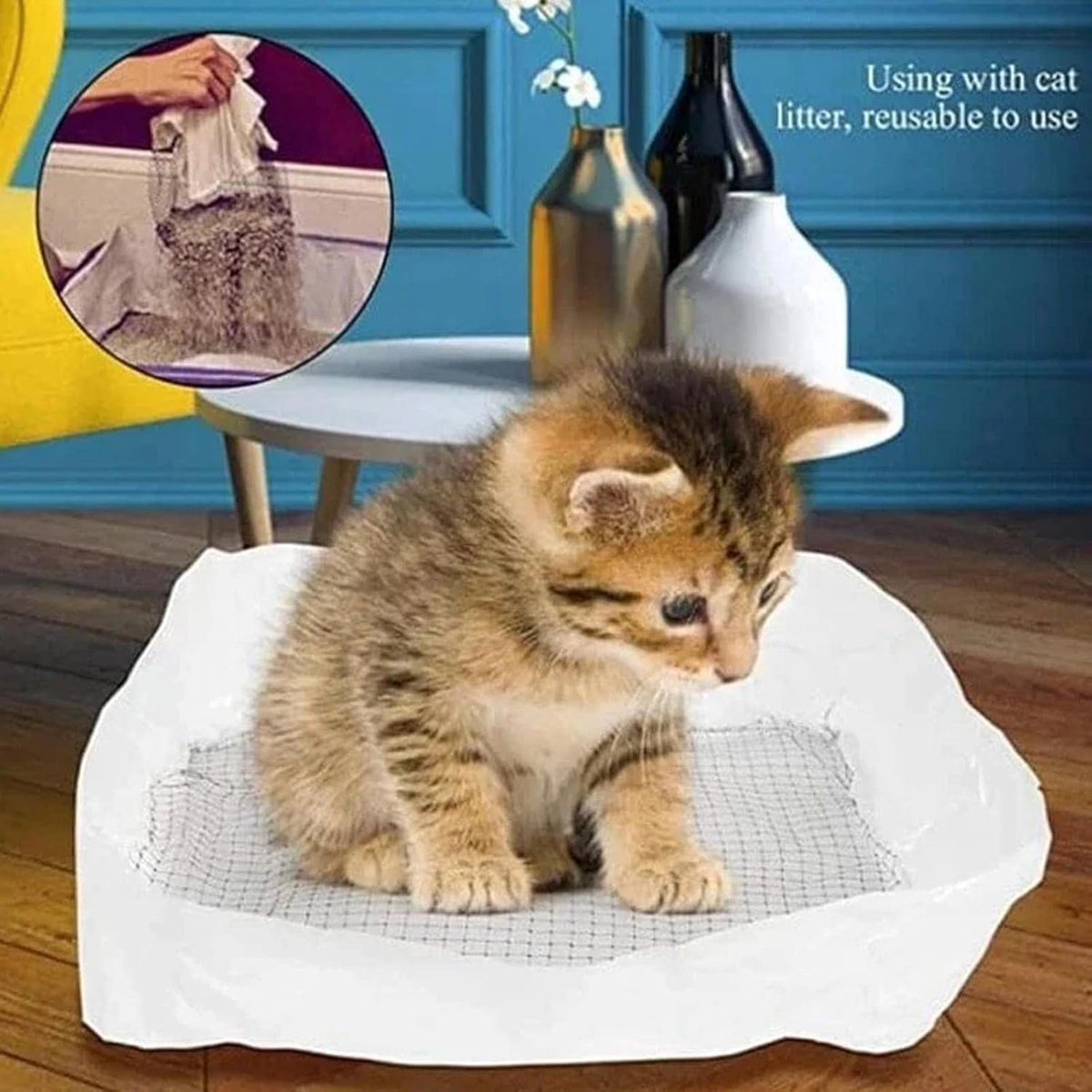 Miniatuur van productfoto 6 van Kattenbak Vulling - Kattenbak Zakken - Gemakkelijk Schoonmaken - Met Filternet - 10 Stuks - Grijs