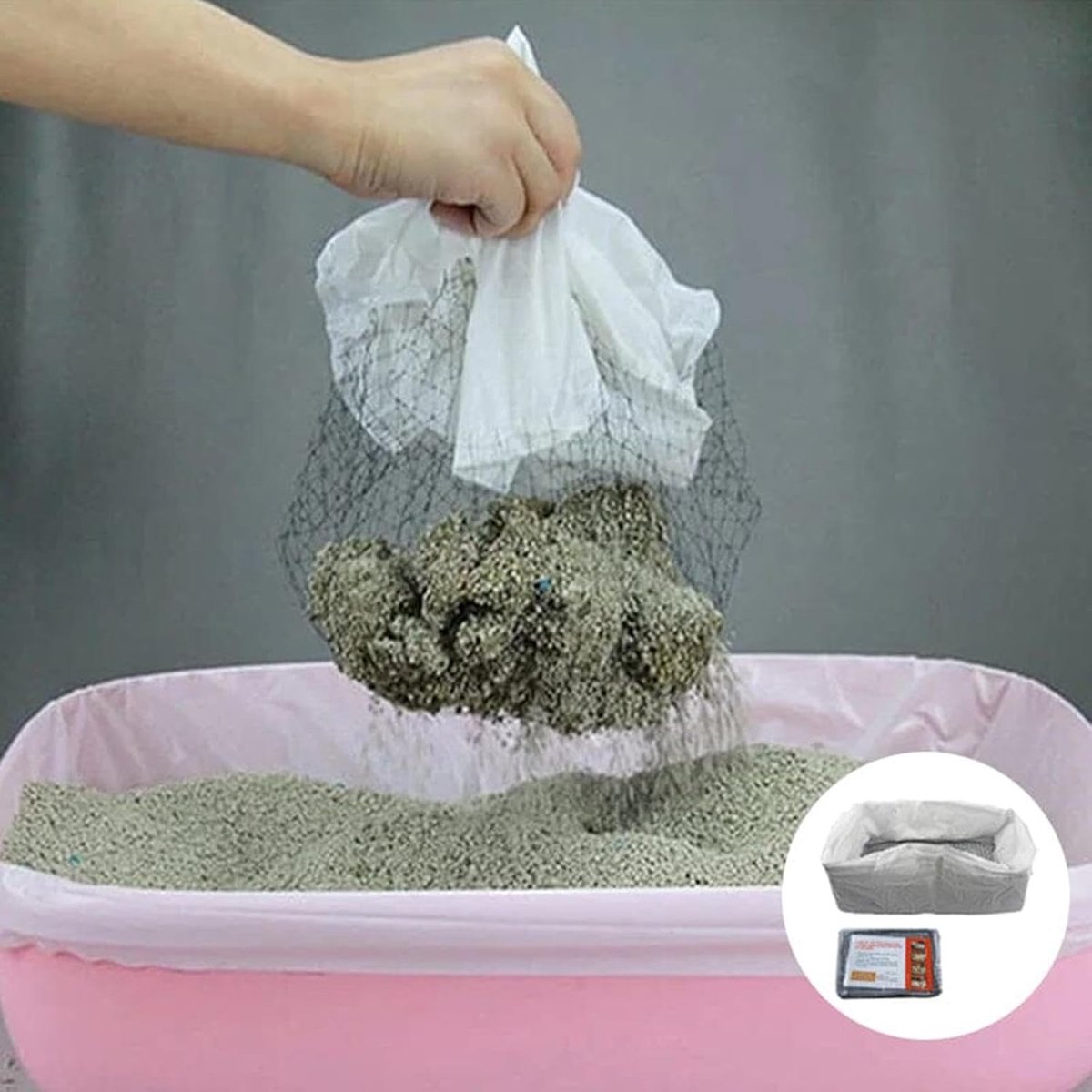 Miniatuur van productfoto 7 van Kattenbak Vulling - Kattenbak Zakken - Gemakkelijk Schoonmaken - Met Filternet - 10 Stuks - Grijs