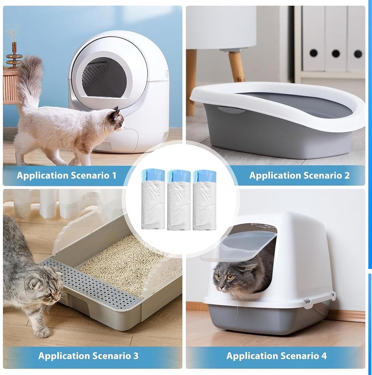 Miniatuur van productfoto 4 van Kattentoiletzakken - Blauw - Voor zelfreinigende kattenbakken - Krasbestendig - Voor Katten