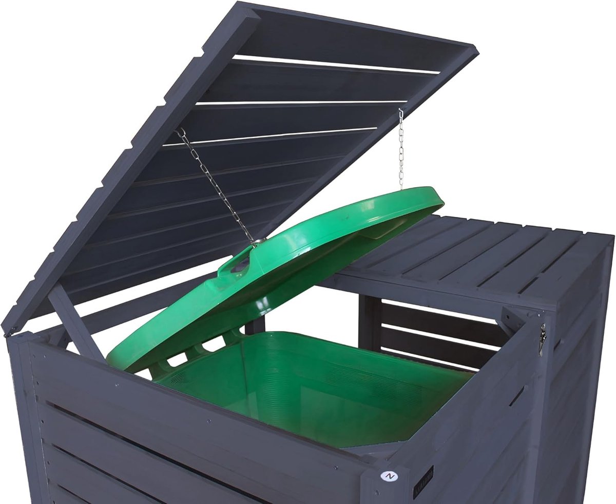 Productfoto 1 van Prullenbak Omkasting - Afvalbak Verbergers - Tuin Opruimen - Eenzijdig Openend - 240 Liter - Antraciet