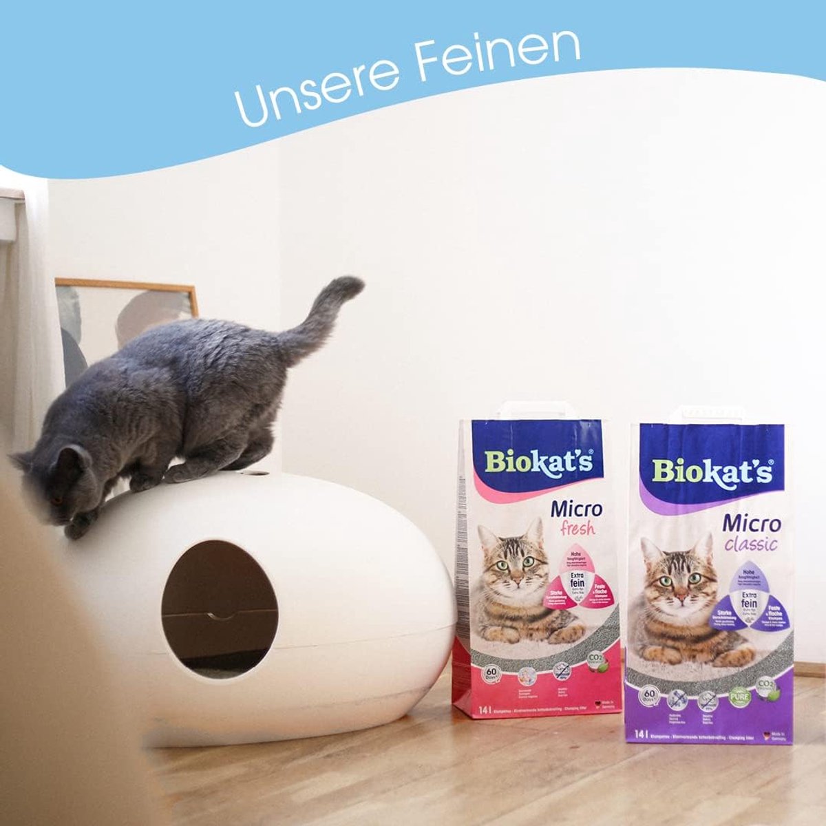 Miniatuur van productfoto 2 van Kattenbakvulling Klontvormend - Fijne Korrel - Geur Neutraliseren - Extra Fijne Korrel - 14 Liter - Natuurlijk