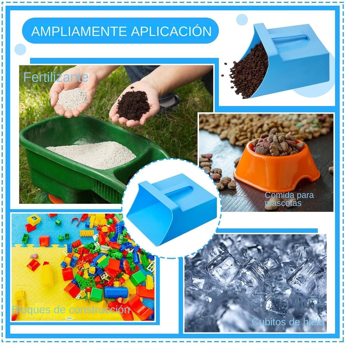 Miniatuur van productfoto 4 van Voederschep Gesloten Emmer - Scheplepel Dierenvuil - Voer Overbrengen - Ergonomische Handgreep - 4 Liter - Blauw