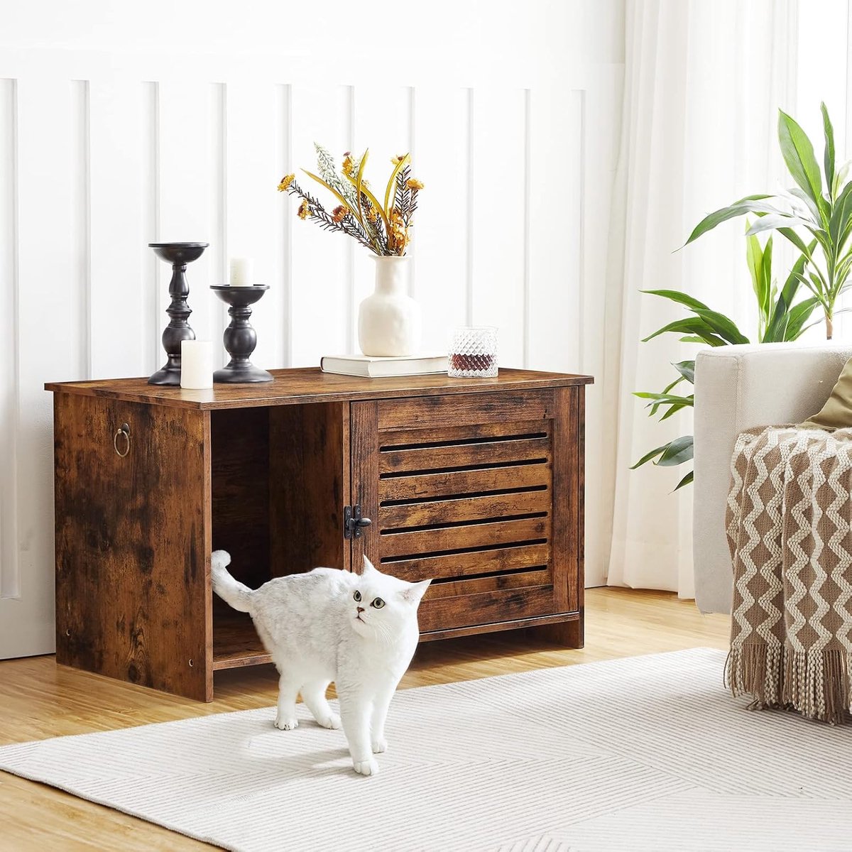 Productfoto 1 van Kattenhuis Kast - Kattenmeubel Toilet - Privacy Kat - Ventilatie Opening - 80 x 45 x 46 cm - Donkerbruin