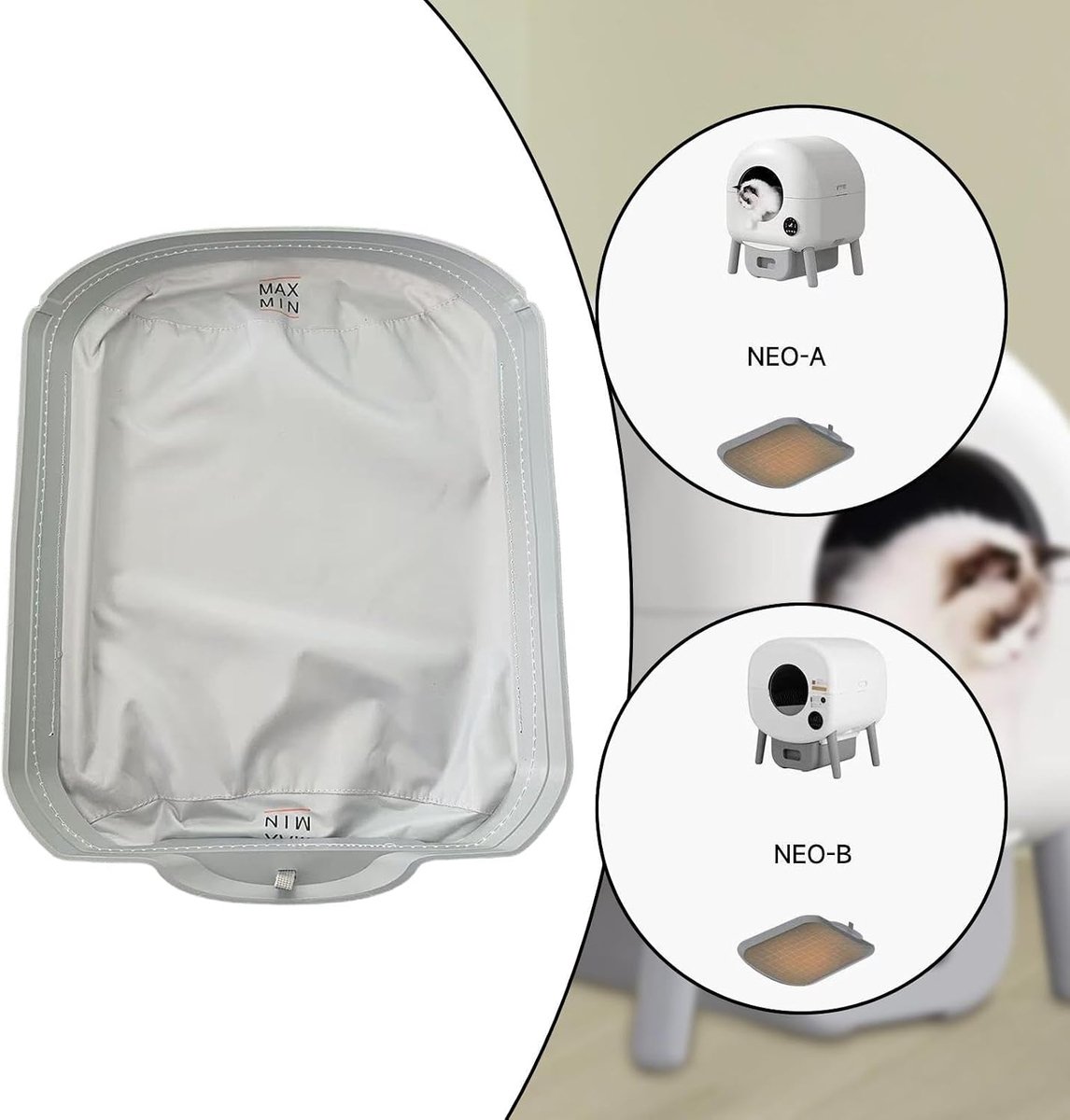 Miniatuur van productfoto 3 van Kattenbak Liner - Automatische Bak Vulling - Hygiënisch Huisdier - Waterdicht Oliebestendig - 42 x 34 cm - Niet gespecificeerd