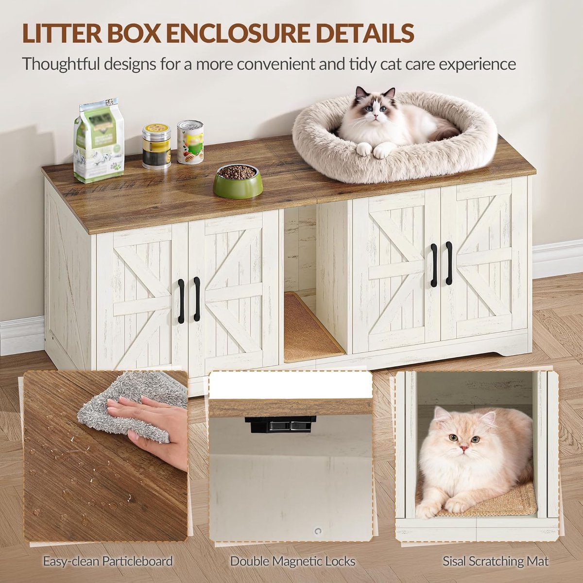 Miniatuur van productfoto 2 van Kattenbak Meubel - Kattenhuis Opbergkast - Privacy Creëren - Dubbele Kast Ontwerp - 140 x 50 x 55 cm