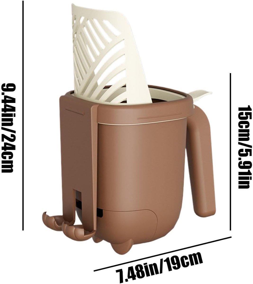 Miniatuur van productfoto 6 van Kattenbakschep met Houder - Schep en Emmer Set - Kattenbak Schoonmaken - Snel Zandlekfunctie - circa 24 cm hoog - Wit