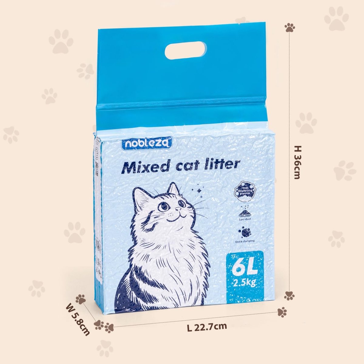 Miniatuur van productfoto 2 van Kattenbakvulling Tofu - Natuurlijk Zand - Geur Neutraliseren - Klontert Snel - 2.5 kg - Beige