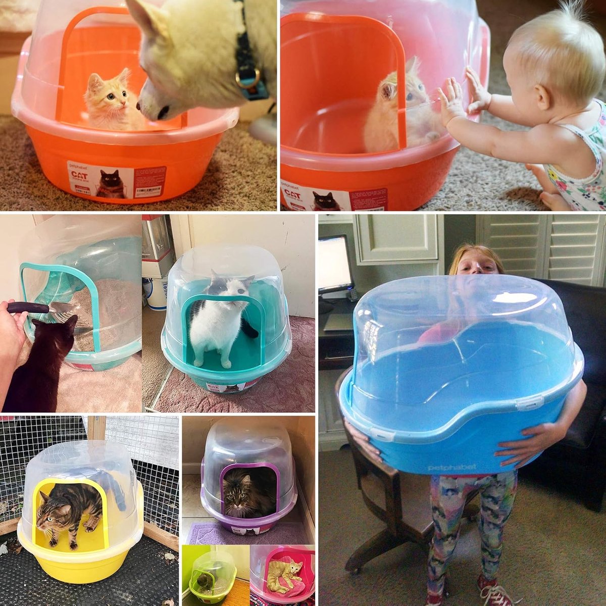 Miniatuur van productfoto 2 van Kattenbak XXL - Toiletbak Jumbo - Kattenbak Gebruik - Hoge anti-lekkage rand - 63 x 49 x 42 cm - Grijs
