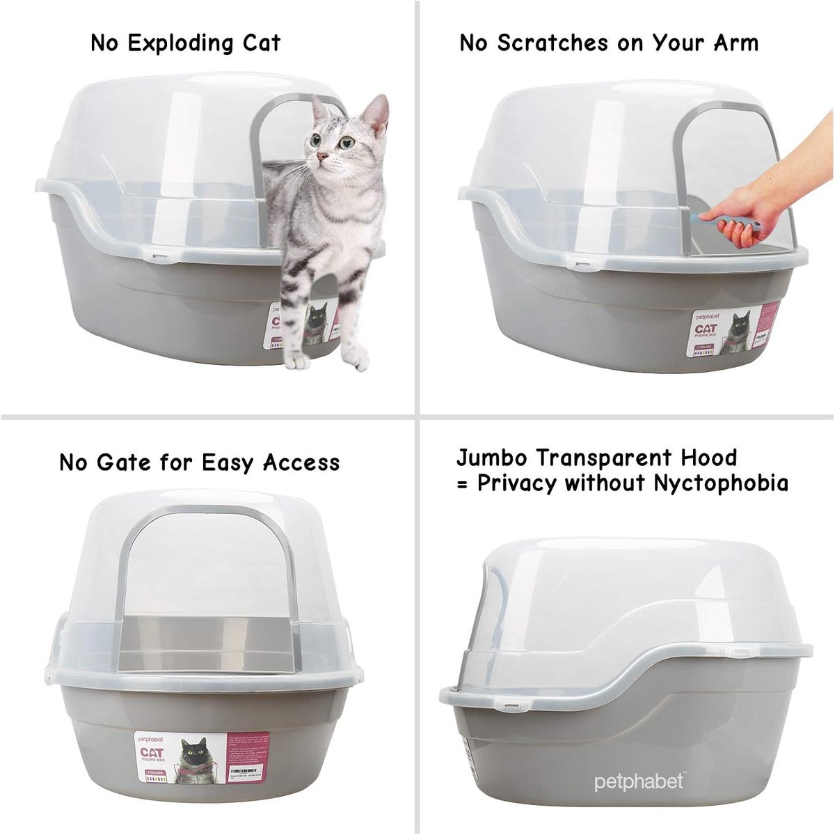 Miniatuur van productfoto 3 van Kattenbak XXL - Toiletbak Jumbo - Kattenbak Gebruik - Hoge anti-lekkage rand - 63 x 49 x 42 cm - Grijs