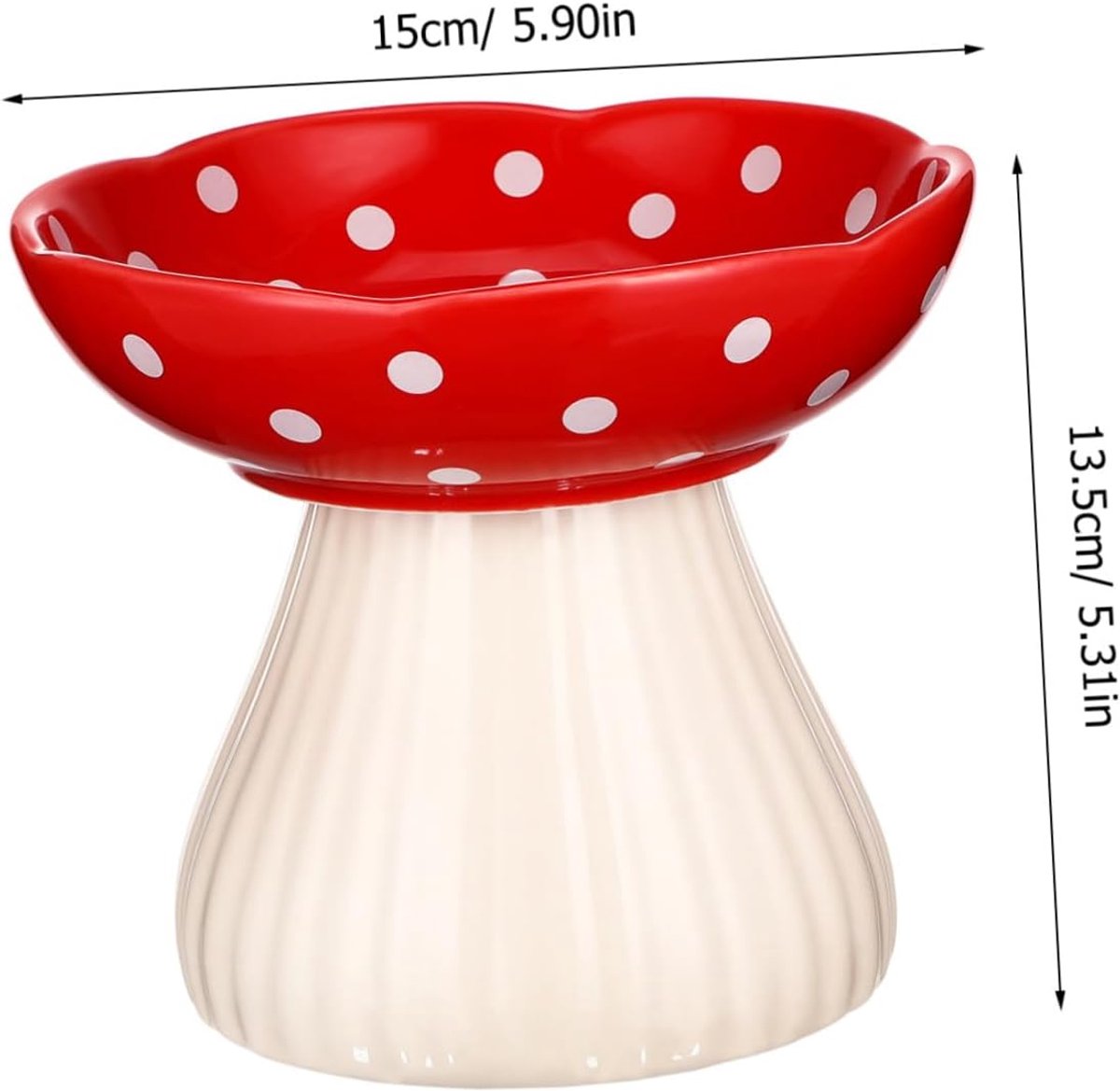 Miniatuur van productfoto 6 van Keramische Verhoogde Kattenvoerbak - Hoge Kattenbak Paddenstoel Voerbak - Comfortabel Voeren - Snorhaarvriendelijk Ontwerp