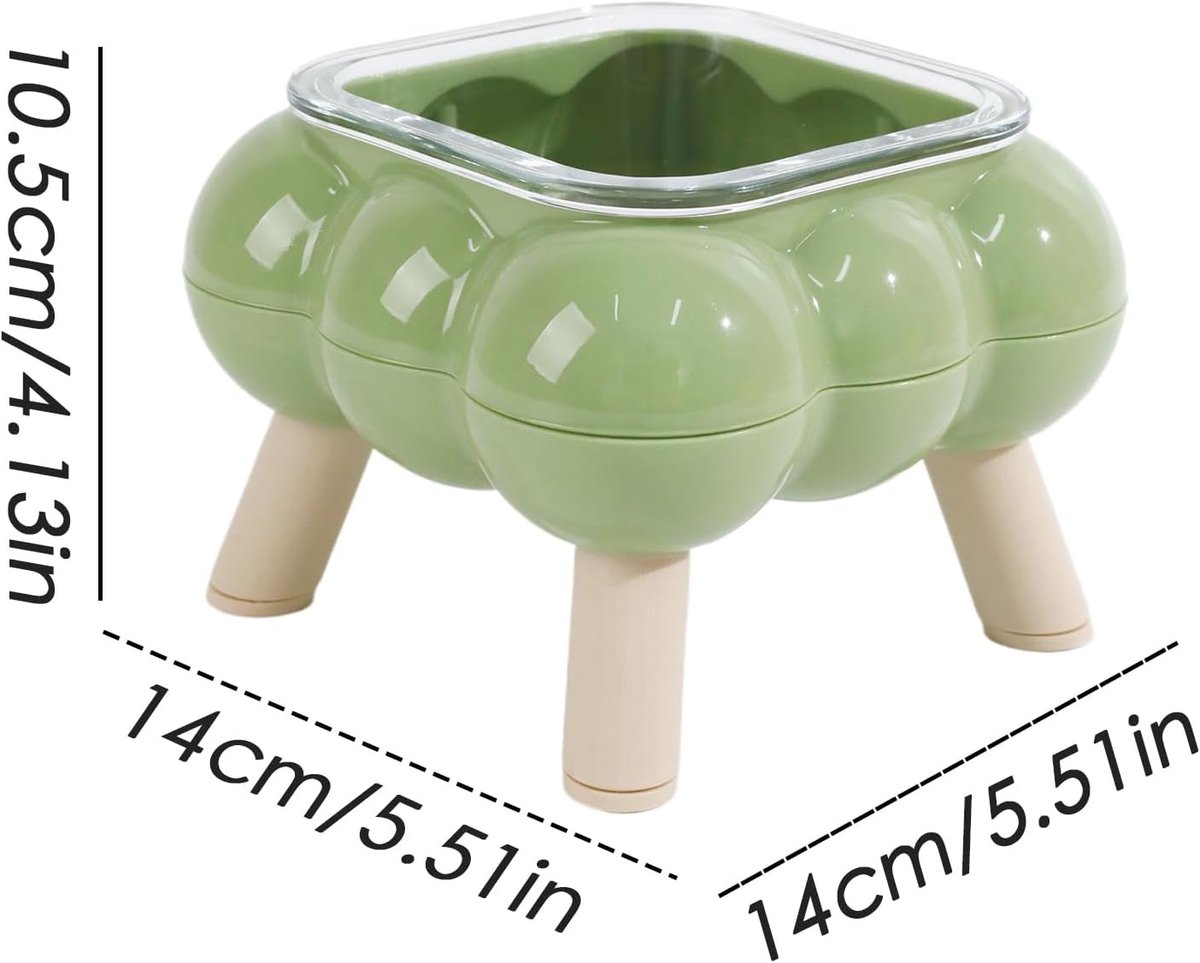 Miniatuur van productfoto 5 van Verhoogde Kattenbak - Hoge Voerbak - Gezond Eten - Anti Zwarte Kin - 16x16x16 cm - Lichtgroen