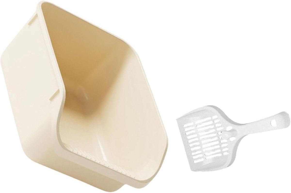 Miniatuur van productfoto 4 van Kattenbak Open - Katentoilet Bak - Kattenbak Gebruik - Hoge Randen - 39x29.5x17 cm - Beige