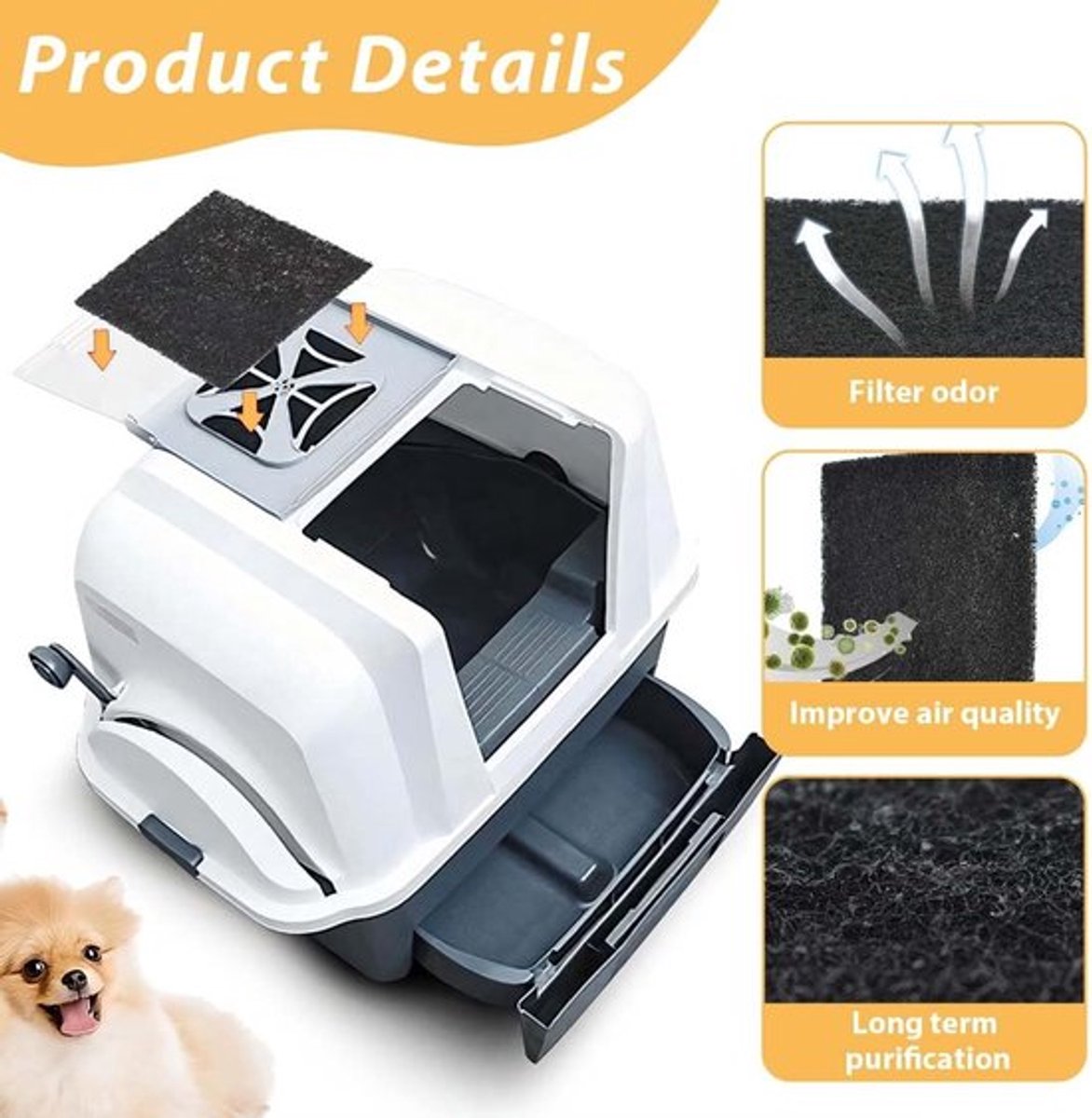 Productfoto 1 van - Kattenbakfilter - Actieve Koolstof - Hoogwaardige Absorptie - Pack van 8 - Geurverdrijver - Frisse Lucht in Huis - Geschikt voor Katten -..