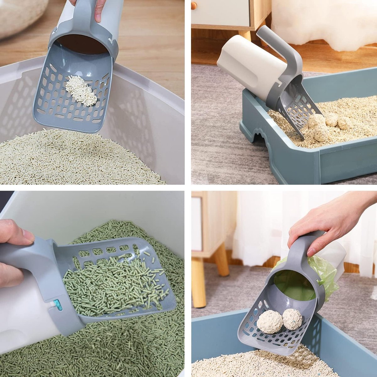 Productfoto 1 van Kattenbakschep - Kattenbak Schep - Kattenschep met container - Ergonomisch - Grijs - Huisdieren - Katten - Kattenbakken & kattenbakaccessoires - Kunststof